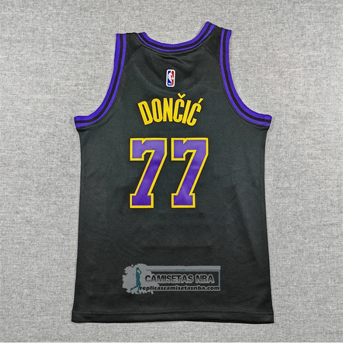 Camiseta Nino Los Angeles Lakers Luka Doncic NO 77 Ciudad 2025-26 Negro